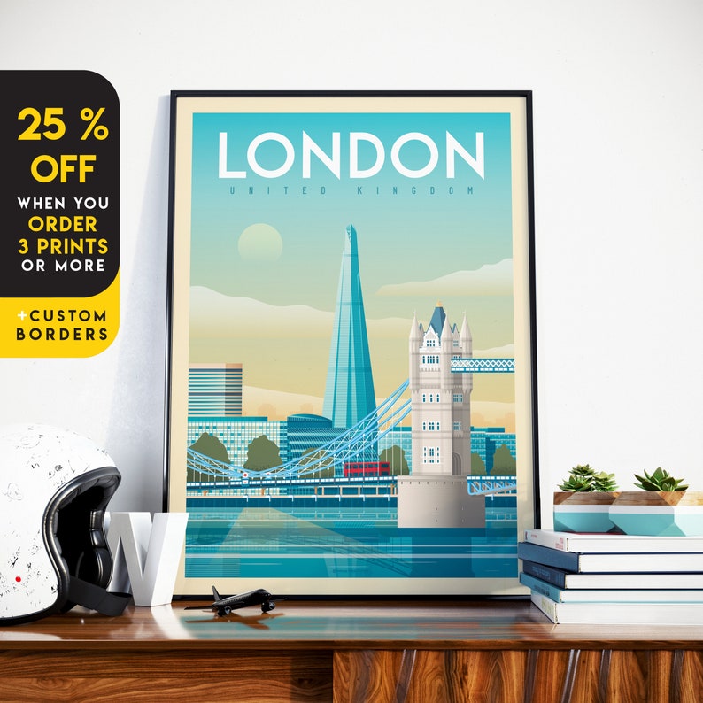 London Art Print, London Wall Art, England Art Print, London Poster, London Gift, Travel Gift, Travel Poster, Housewarming, Wedding Gift image 1