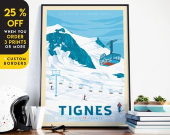 Tignes Print, France Print, Ski Print, Moutain Print, Europe Travel Gift, Wall Decor, Travel Poster, Housewarming, Birthday Gift