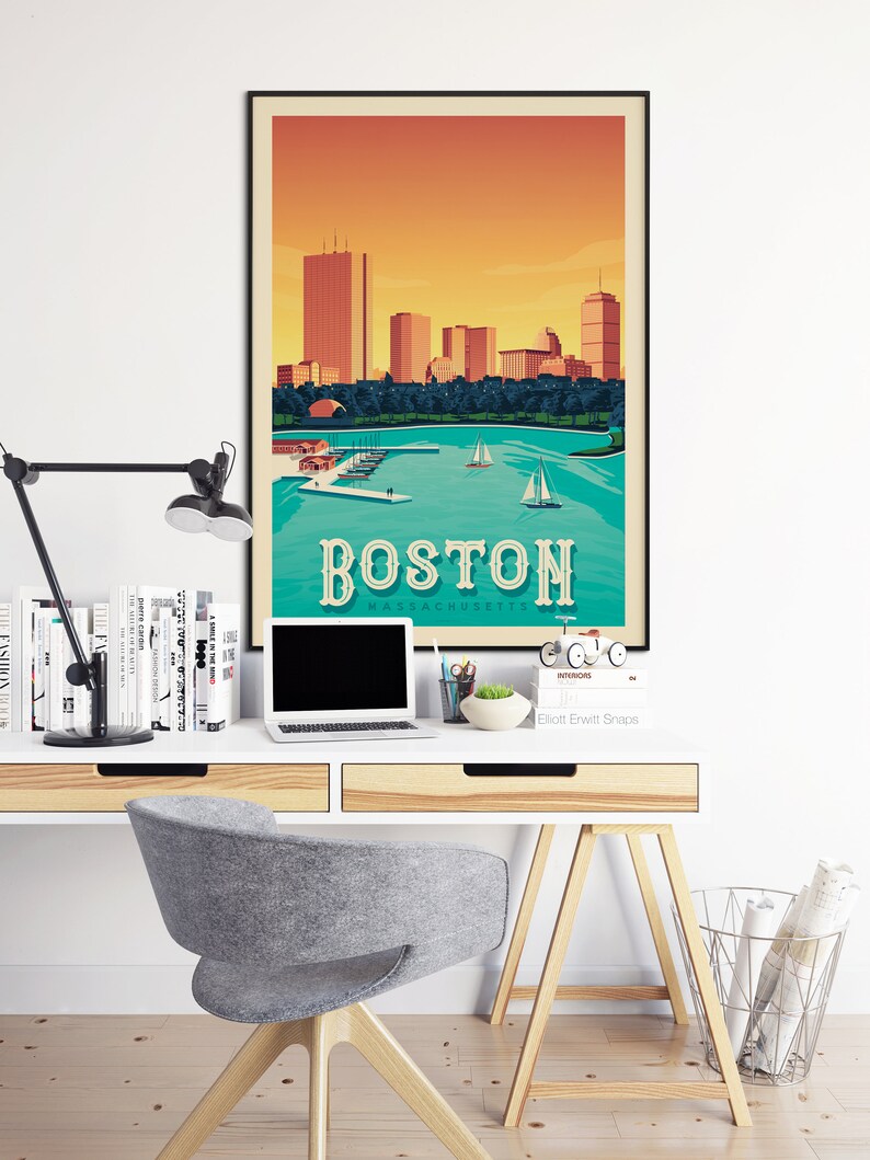 Boston Print, Massachusetts Print, City Skyline, United States Print, Travel Gift, Travel Poster, USA Print, Housewarming, Birthday Gift image 3