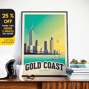 Gold Coast Australia Print, Australia Print, Travel gift, Australia Wall Art, Travel Gift, Travel Poster, Housewarming, Birthday Gift
