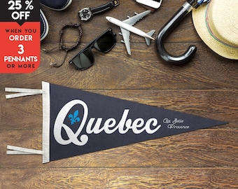 Quebec Canada Vintage Felt Pennant Flag | Adventure sign | Explorer Wall Art | Canada Print | Hiking Camp Banner | Outdoor Gift | Travel Art