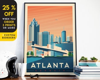 Atlanta Print, Coca Cola Print, City Skyline, United States Print, Travel Gift, Travel Poster, USA Print, Housewarming, Birthday Gift