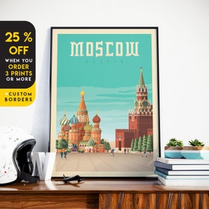 Moscow Print, Russia Print, Red Square, Saint Basil Travel gift, Russia Wall Art, Travel Gift, Travel Poster, Housewarming, Birthday Gift