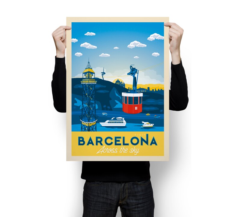 Barcelona Travel Print Wall Art Barcelona Montjuic Wall Hanging Home Decor Barcelona Gift Valencia Madrid Sevilla Malaga Bilbao Spain Art image 5