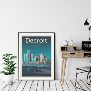 Detroit Print, Michigan Print, City Skyline, United States Print, Travel Gift, Travel Poster, USA Print, Housewarming, Birthday Gift image 7