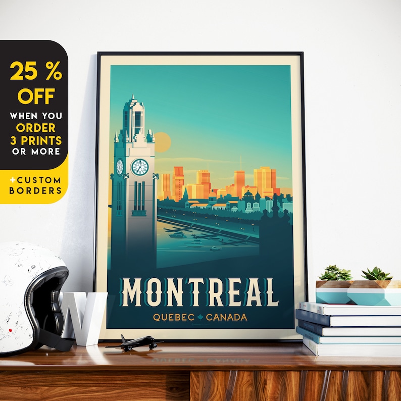 Montreal Print, Quebec Print, City Skyline, Canada Print, Travel Gift, Travel Poster, USA Print, Housewarming, Birthday Gift image 1