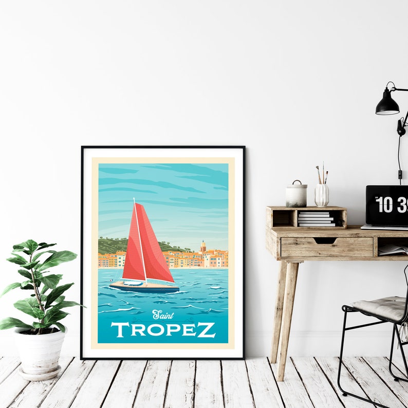 St Tropez Print, France Print, Beach Print, French Riviera Print, Europe Travel Gift, Wall Decor, Travel Poster, Housewarming, Birthday Gift image 7