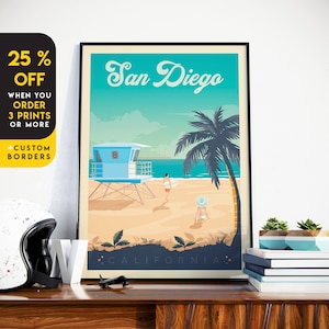 San Diego Print, Califorina Print, Surf Print, United States Print, Travel Gift, Travel Poster, USA Print, Housewarming, Birthday Gift