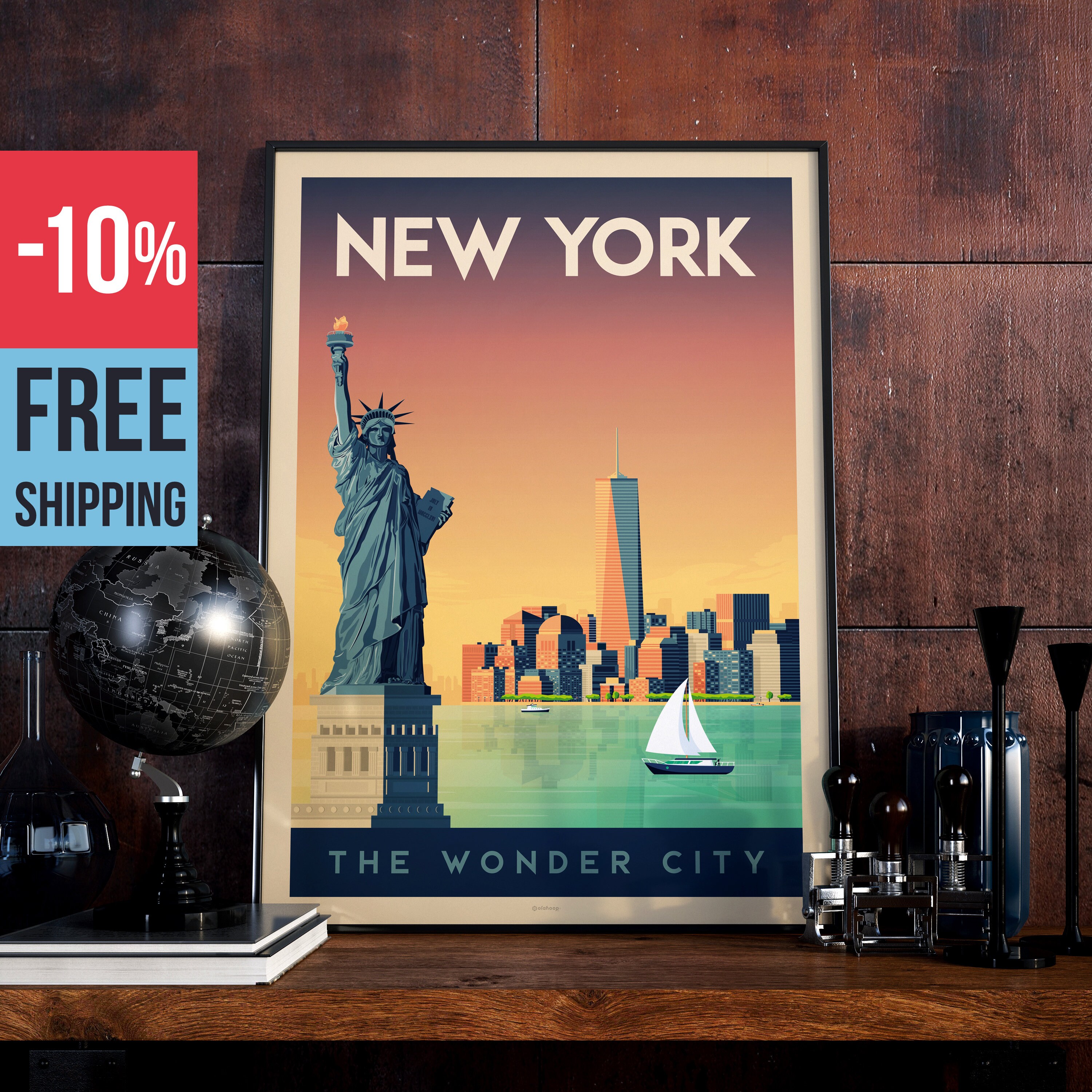 New York City USA Manhattan Vintage Travel Poster, New York City ... New York City USA Manhattan Vintage Travel Poster, New York City ...