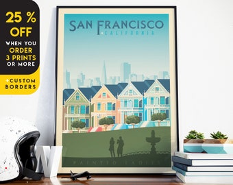 San Francisco California Print, Painted Ladies, United States Print, Travel Gift, Travel Poster, USA Print, Housewarming, Birthday Gift