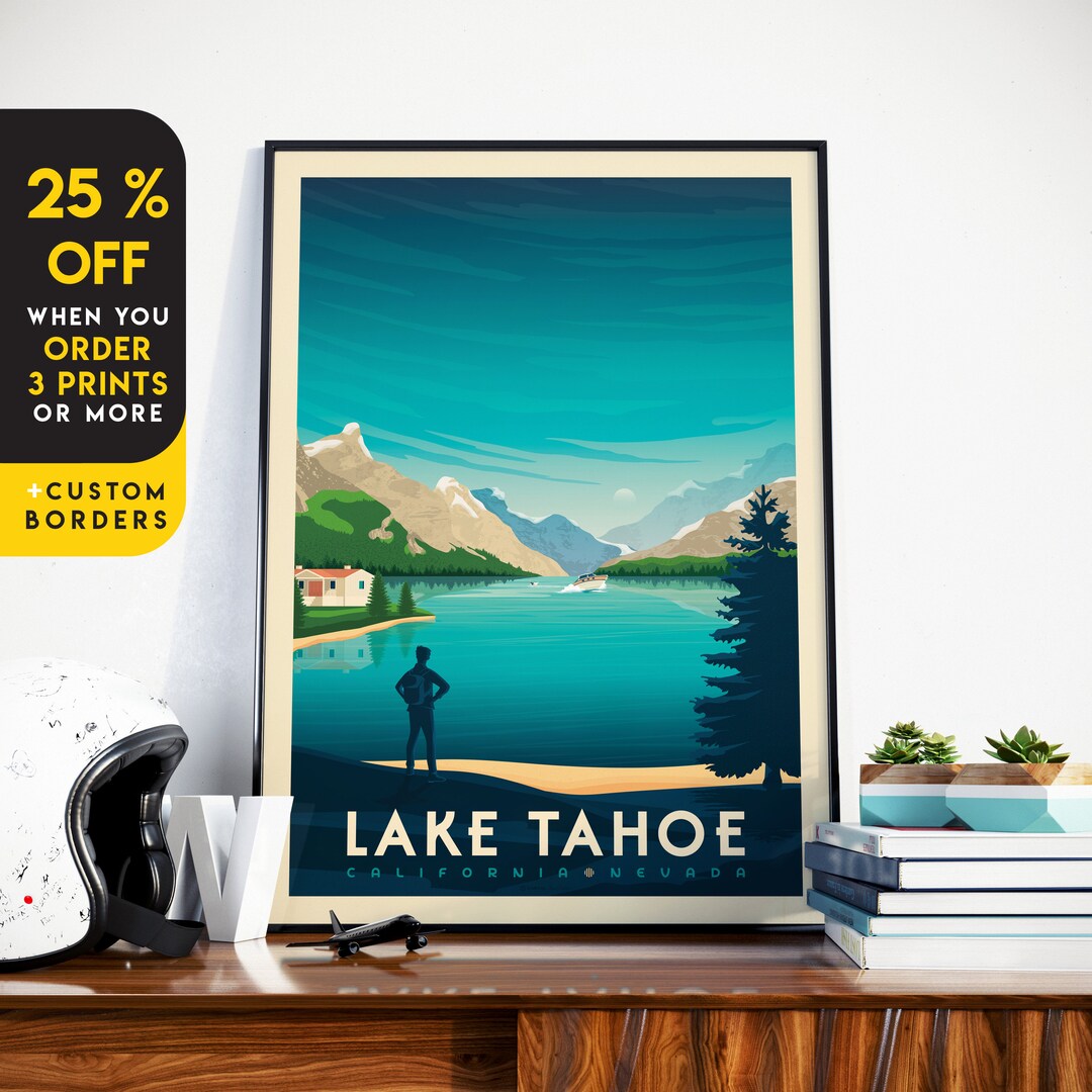 Lake Tahoe Travel Print Wall Art Lake Tahoe Wall Hanging Home Etsy