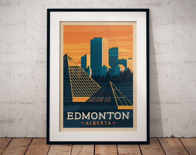 Edmonton Canada Alberta Art Print Sunset Wall Art Vintage Etsy