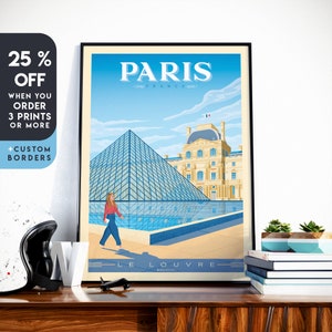 Paris Art Print, Eiffel Tower Wall Art, France, Le Louvre Poster, Paris Decor, Paris Gift, Travel Gift, Travel Poster, Europe, Housewarming