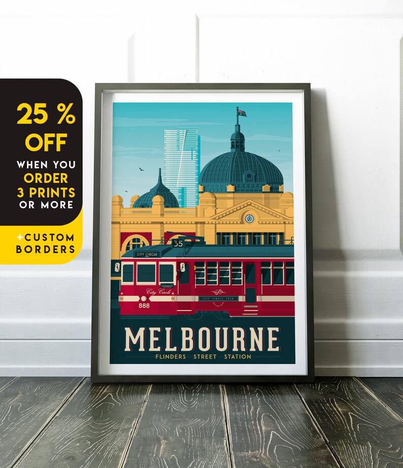 Melbourne Print Melbourne Vintage Travel Poster Australia Etsy