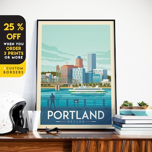 Portland Print, Oregon Print, Rose City, City Skyline, Canada Print, Travel Gift, Travel Poster, USA Print, Housewarming, Birthday Gift