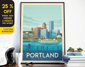 Portland Print, Oregon Print, Rose City, City Skyline, Canada Print, Travel Gift, Travel Poster, USA Print, Housewarming, Birthday Gift