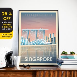 Singapore Travel Print, Travel Gift, Marina Bay Sands, Asia Wall Art, Architecture Illustration, Home Decor, Tropical, Nursery Wall Art