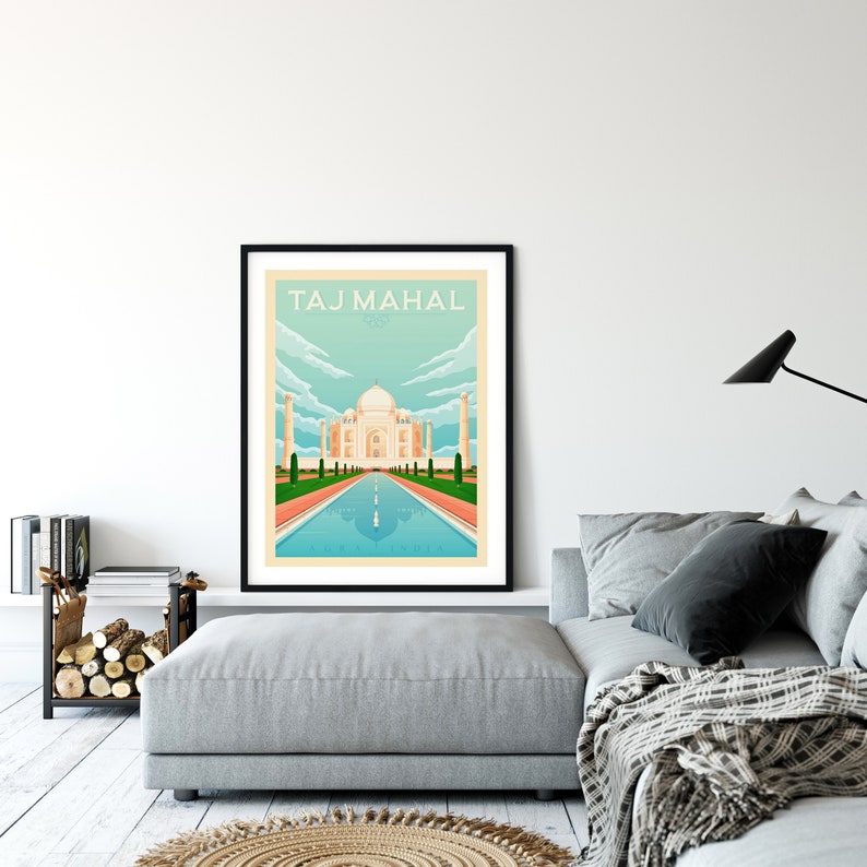 Taj Mahal Art Print, India Art Print, City Skyline, Travel Print, Travel Poster, India Decor, Housewarming Gift,Anniversary Gift image 8