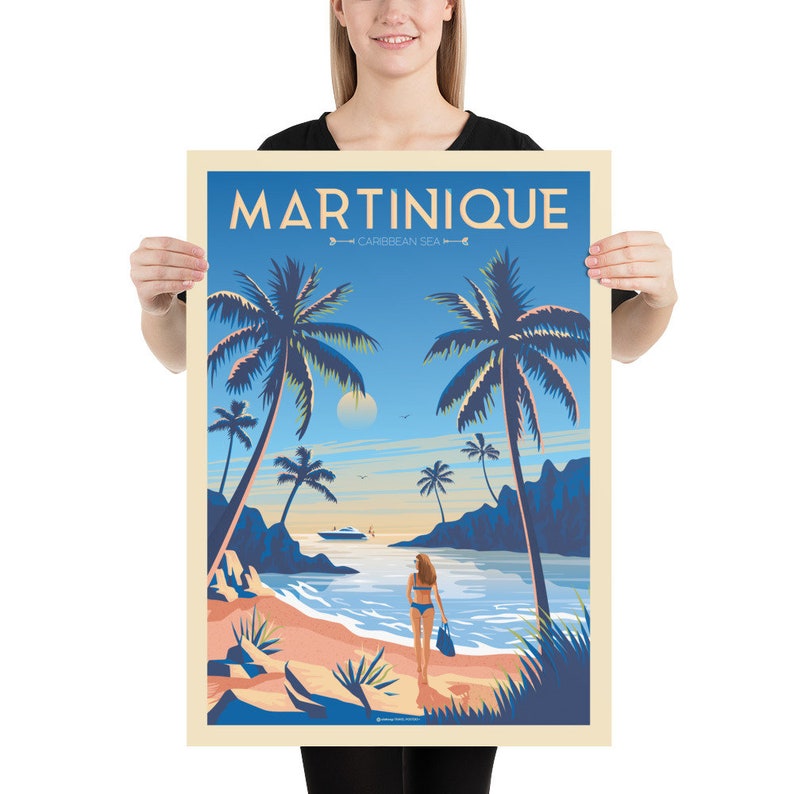 Martinique Print, France Print, Beach Print, Tropical Print , Europe Travel Gift, Wall Decor, Travel Poster, Housewarming, Birthday Gift image 4