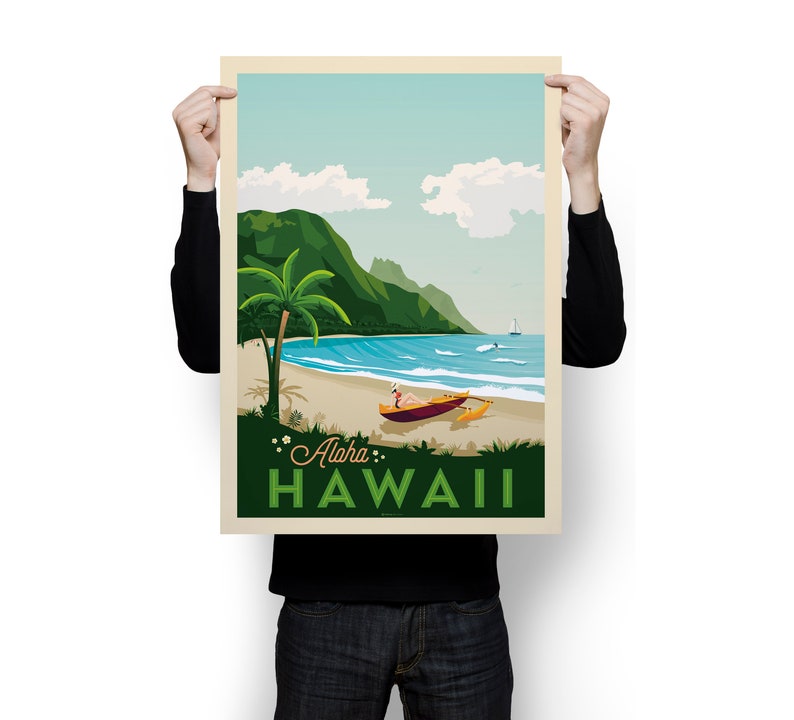 Hawaii Print, Honolulu Print, Waikiki, Surf Print, United States Print, Travel Gift, Travel Poster, USA Print, Housewarming, Birthday Gift image 5