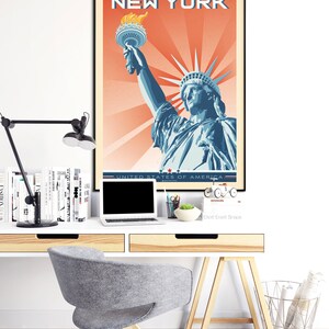 New York Art Print, NYC Poster, NYC Skyline, America Art Print, New York Poster, New York Gift, New York Decor, Travel Poster, Housewarming image 3