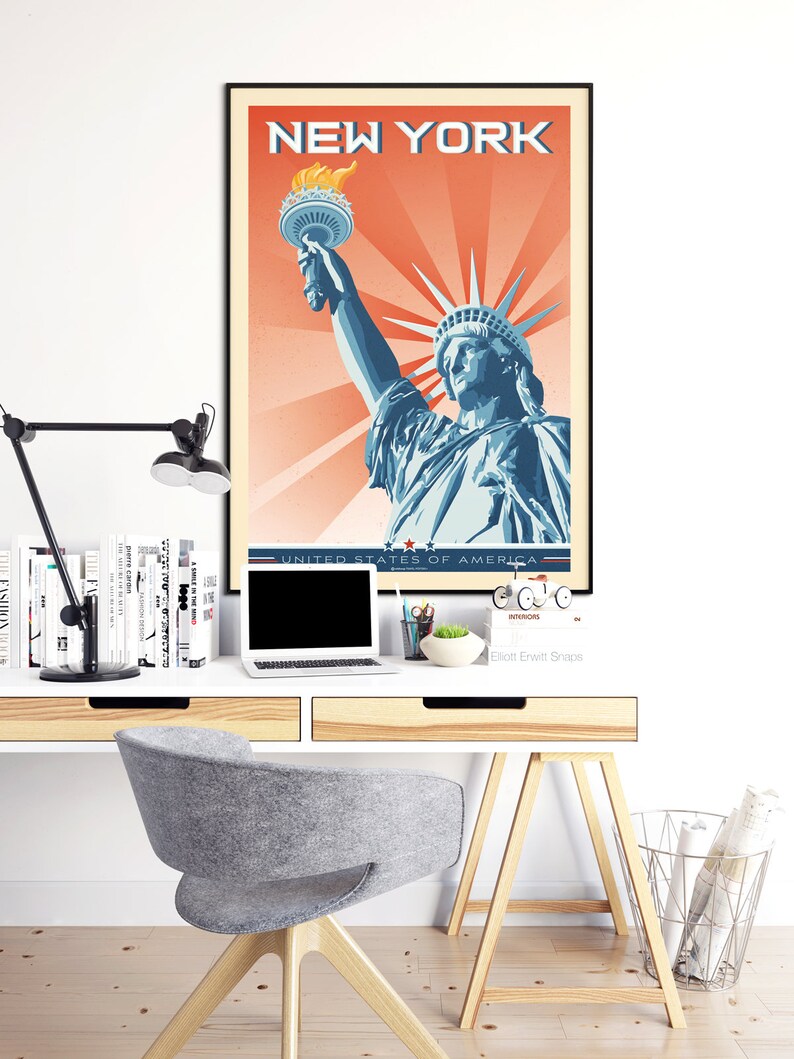 New York Art Print, NYC Poster, NYC Skyline, America Art Print, New York Poster, New York Gift, New York Decor, Travel Poster, Housewarming image 3