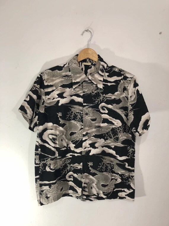 Full Print Japanese Dragon Motive Shirt