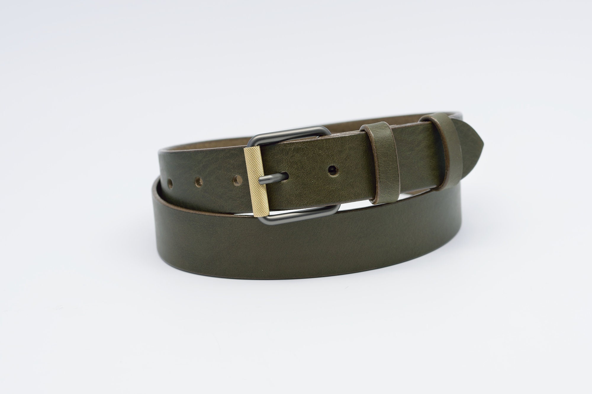 Green Leather Belt Olive Green Belt Full Grain Leather Belt Etsy