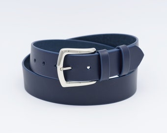 blue leather belt womens
