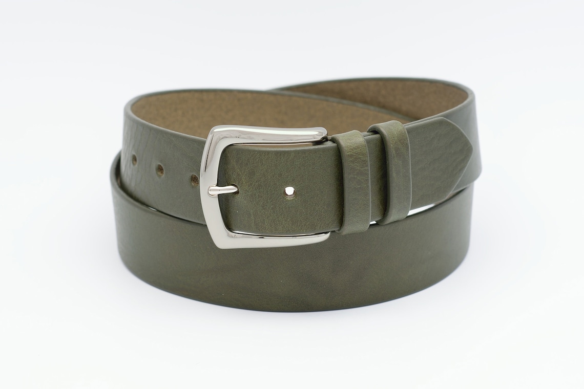 Green Leather Belt Olive Green Belt Green Leather Belt With Etsy
