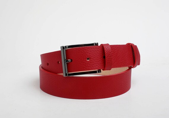 Leather Belt, Red Leather Belt, Mens Belt Leather Belt, Red Leather Belt, Mens Belt