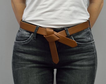 Leather Knot Belt Leather Self Tie Belt 