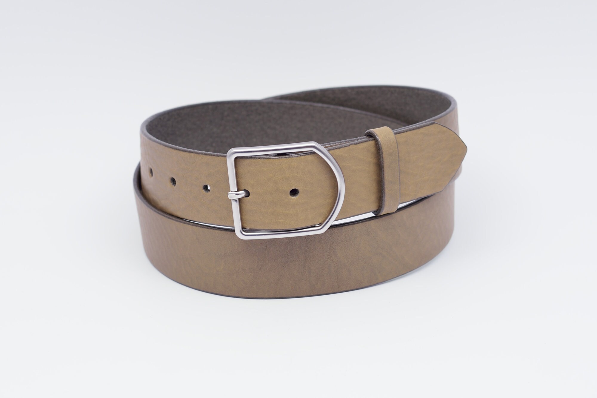 Taupe Leather Belt Full Grain Leather Belt 1'' 1/2 Etsy