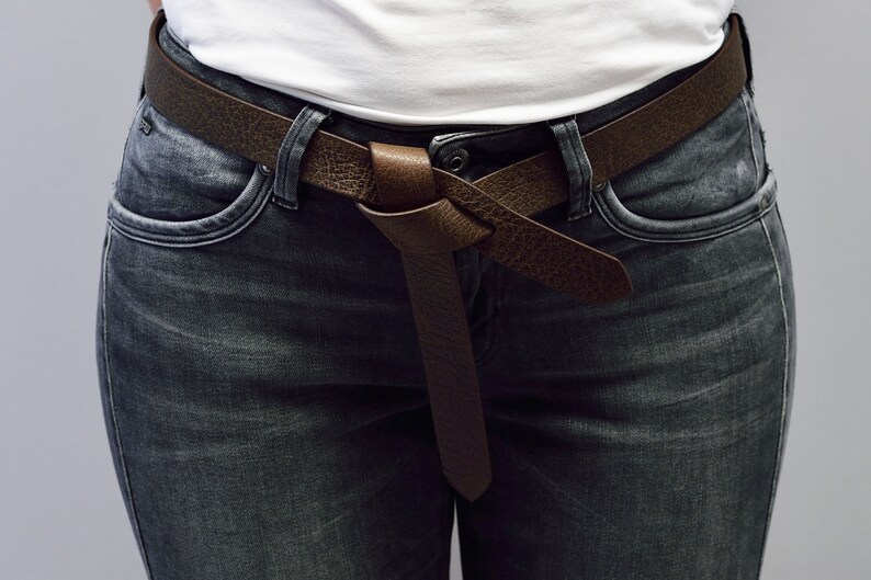 Leather Knot Belt Leather Self Tie Belt Brown Leather Belt Etsy UK