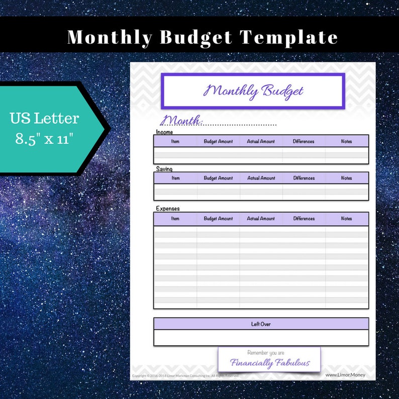 Monthly Budget Template / Budget Tracker / Spending Tracker - Etsy