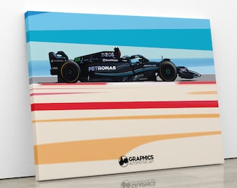 Lienzo de paisaje - George Russell W14 Mercedes-AMG F1 Wall Art - Edición limitada