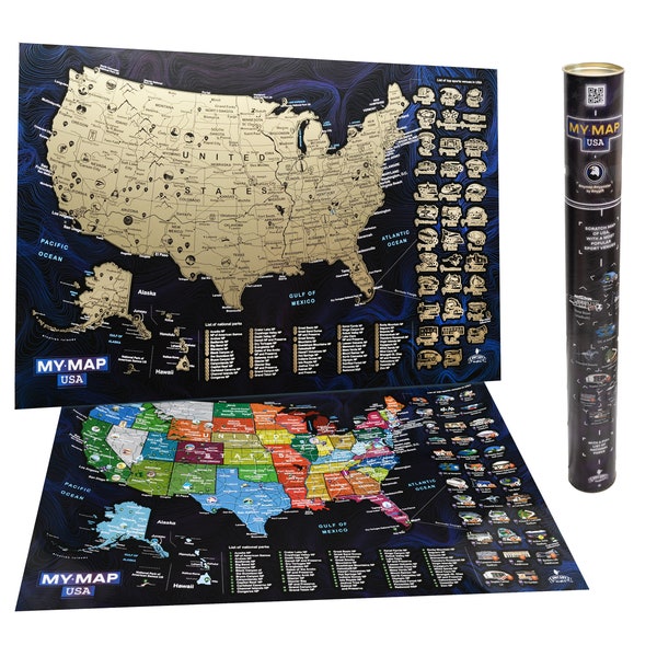 16x24 USA road map Scratch off map with List of top sport venues Patriotic USA map, Travel map, Large Premium gift pin map Gift for traveler