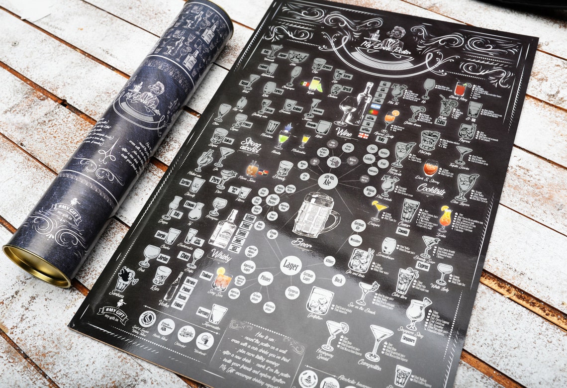 Scratch off Poster Bucket List Kitchen Decor Bar Wall Poster Etsy