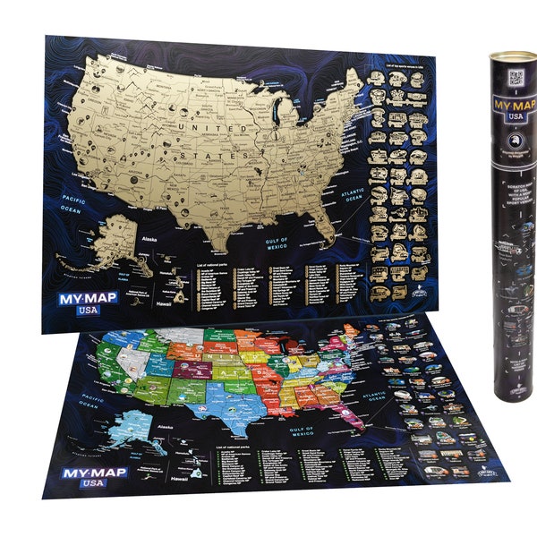 USA scratch off Map Christmas gift Idea All National parks map Scratch map Usa Travel map, Bucketlist USA 16x24 Push pin New year gift