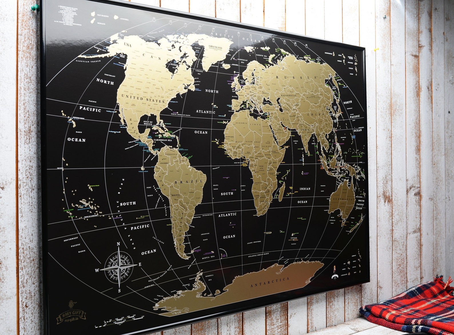 Large Framed Personalized World Scratch off Map w USA Etsy