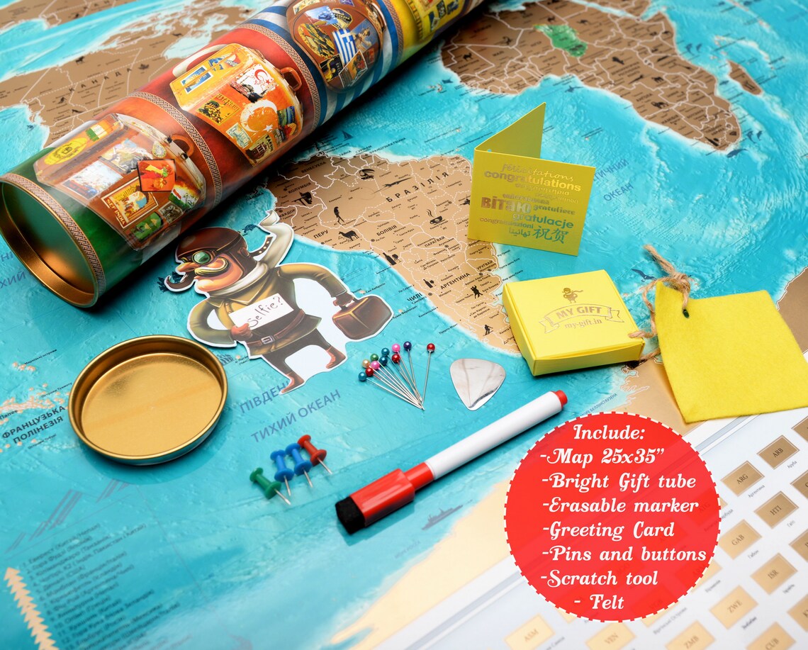 Scratch off Map Lagre Flags World Map Gift Scratch World Map Etsy