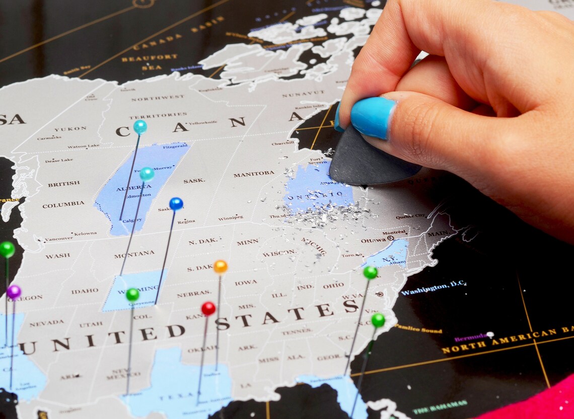 Travel map scratch off world Black Mymap scratch world map Etsy