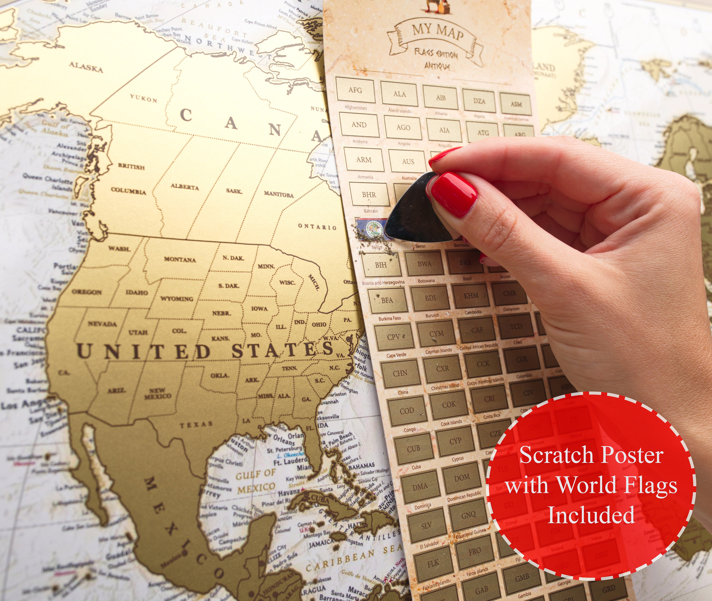 Personalized Scratch World Map Custom Large Scratch off Map in