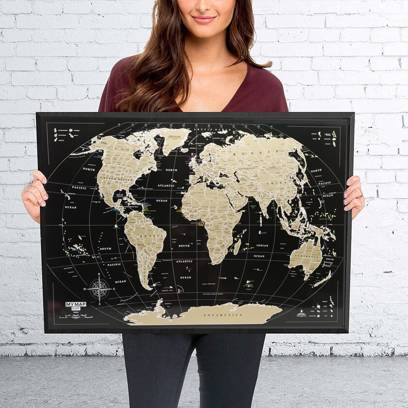 Deluxe Edition SCRATCH MAP 2-Sided Poster Carte Monde A Gratter Travel Log