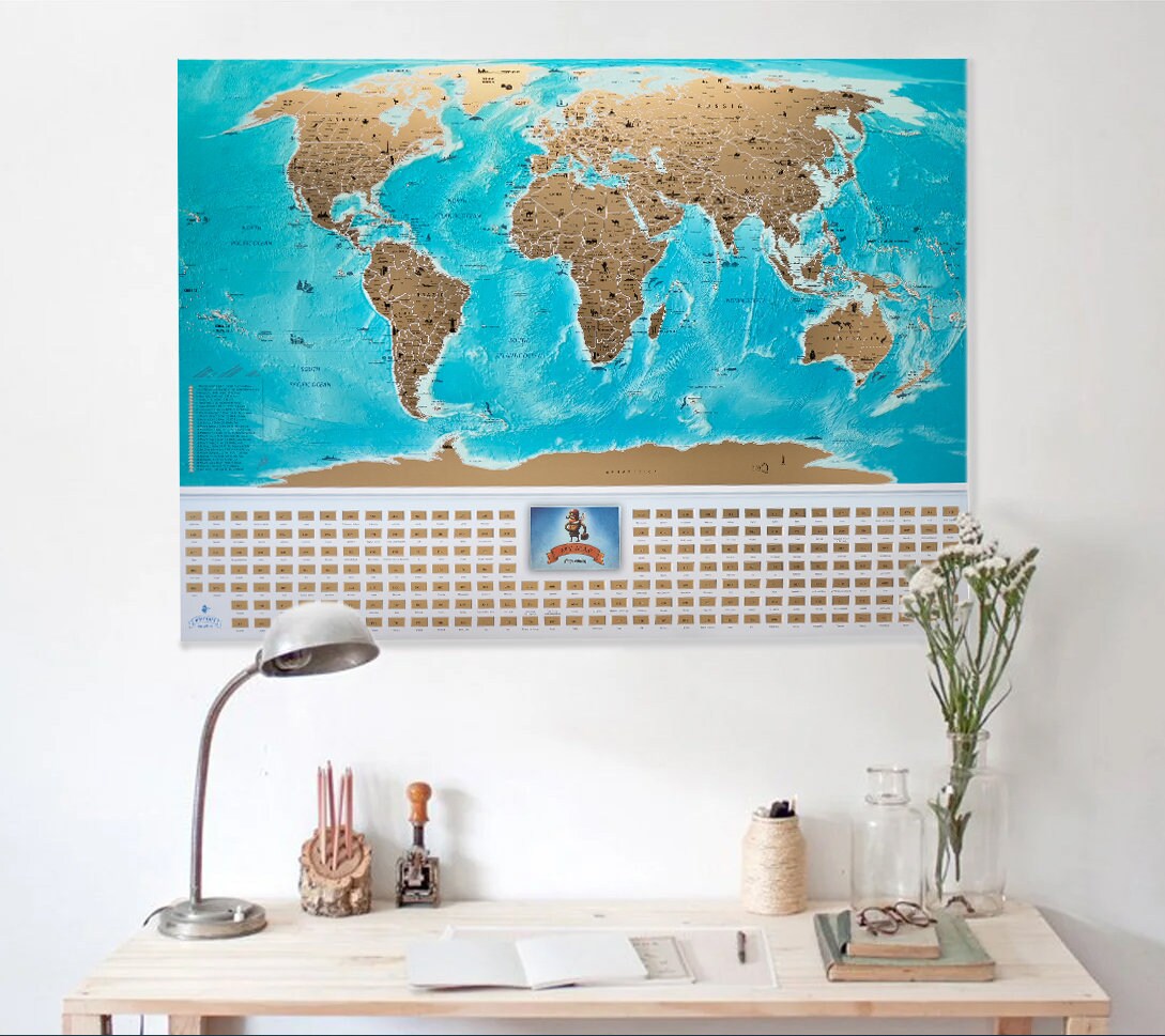 Scratch off Map Lagre Flags World Map Gift Scratch World Map Etsy