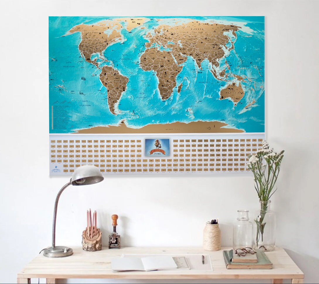 Scratch Off Map of The World with Flags - Original - L 24x17 –  Travelization