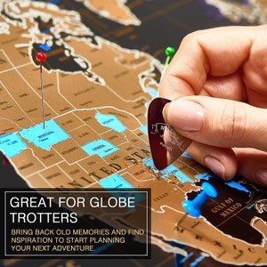 Carte du monde à gratter personnalisée - Carte de voyage Scratchable  détaillée avec 196 drapeaux de pays, couleurs vibrantes, grand Scratchable  World
