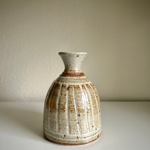 Pottery Glazed Stem Bud Vase