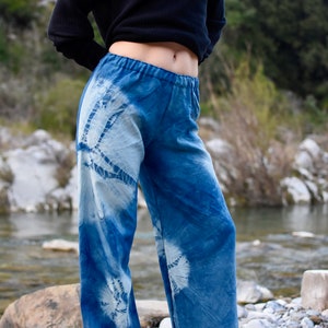 hippy pants, women pants, nautical pants, shibori pants, boho pants, indigo blue, wool pants,
