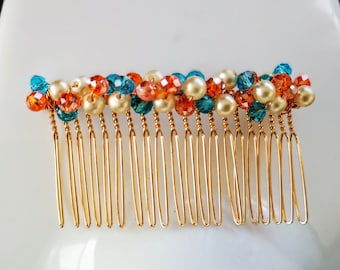 Fancy bead hair comb | Etsy Copper Twist & Glass Bead Decorative